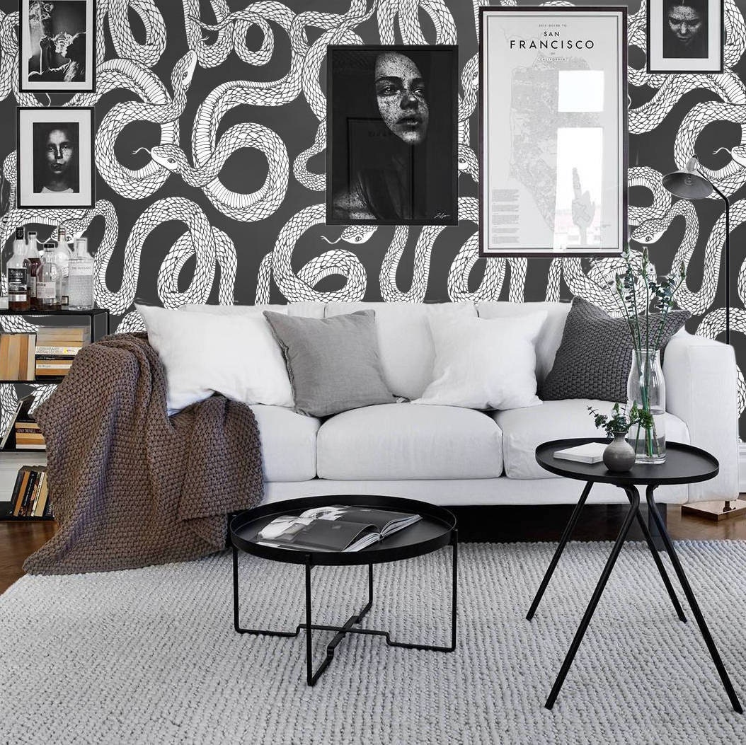 Black and White Snake Wallpaper Ouroboros Print Textured Wall - Etsy Black and White Snake Wallpaper Ouroboros Print Textured Wall - Etsy