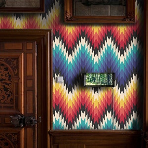 Carta da Parati Geometrica Moderna Zig Zag Azteca Etnica