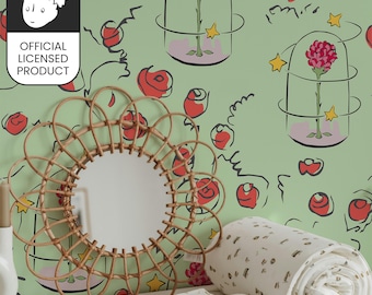 Official Little Prince Rose Protection Freedom Wallpaper - Green Philosophy Pattern for Kids Room & Nursery Decor