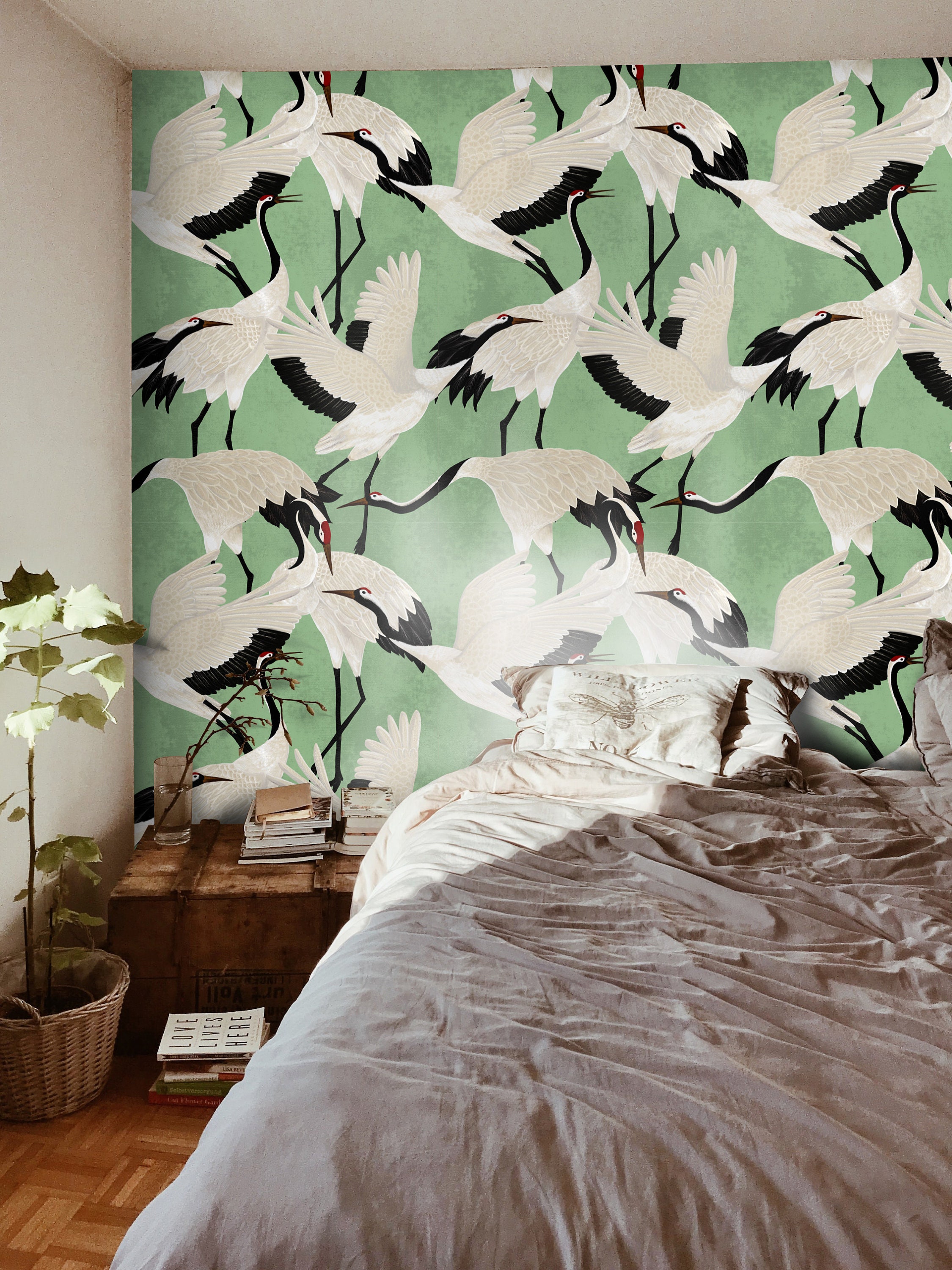 Green Heron Print Wallpaper Asian Birds Wall art Etsy