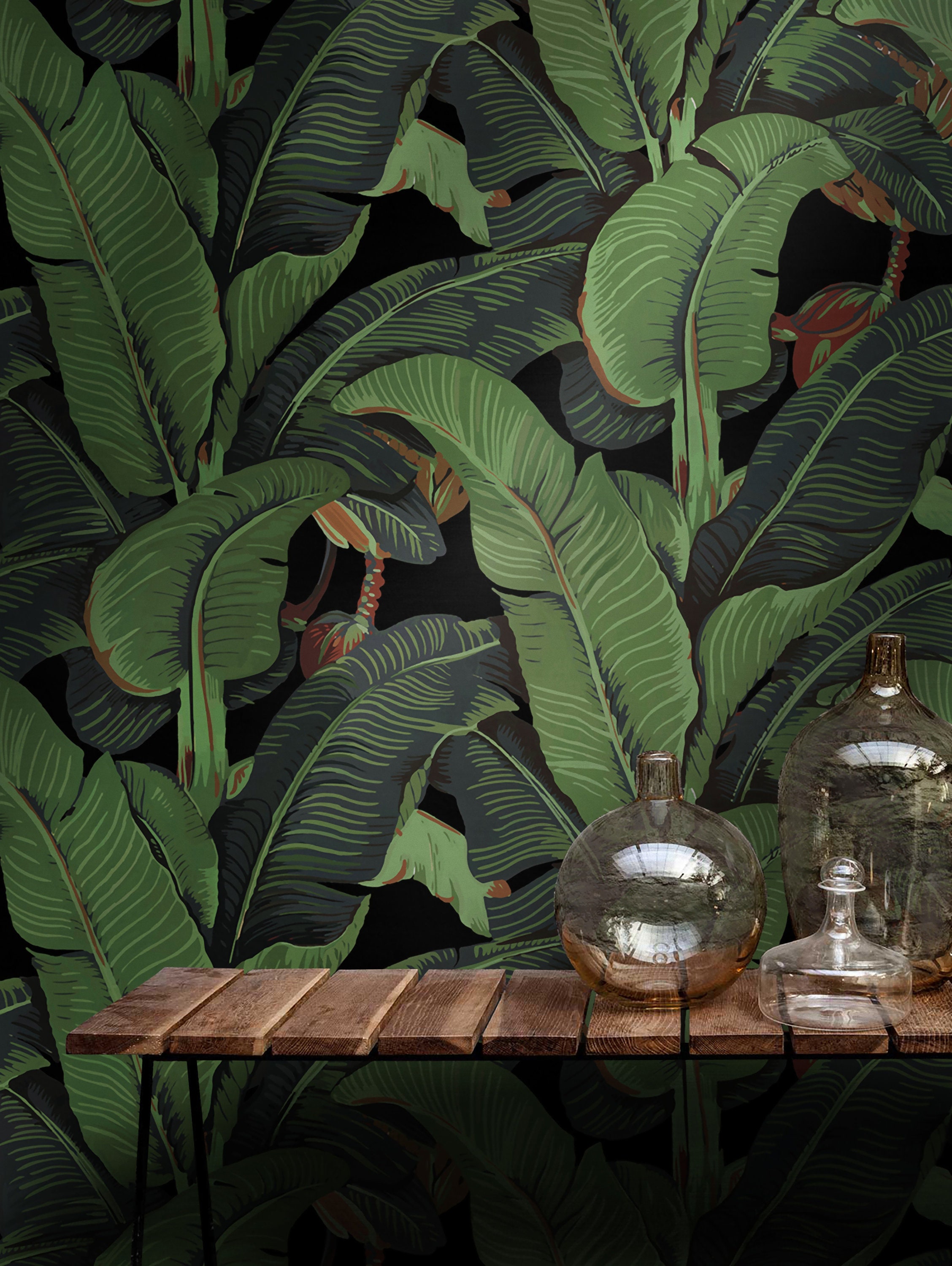 Banana Leaf Print Tropical Wallpaper