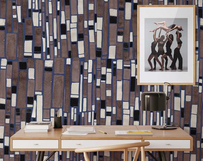 Extra Large Boho Modern Removable Wall Mural, Big Print Abstract Geometric Shapes in Soft Colors