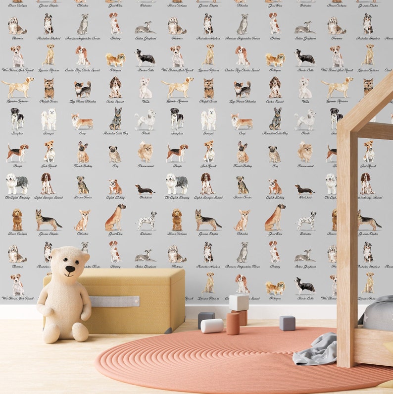 Watercolor Dog Wallpaper Dogs Breeds Print Pet Lover Wall Art Etsy