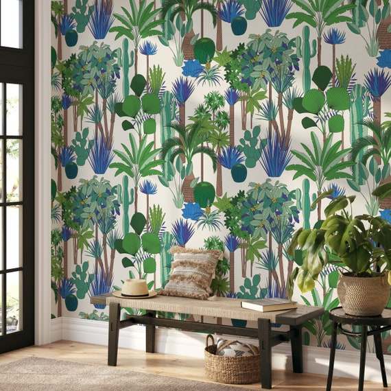 Tropical Jungle Wallpaper, Wild Rainforest Wall Decor, Garden Wall Art