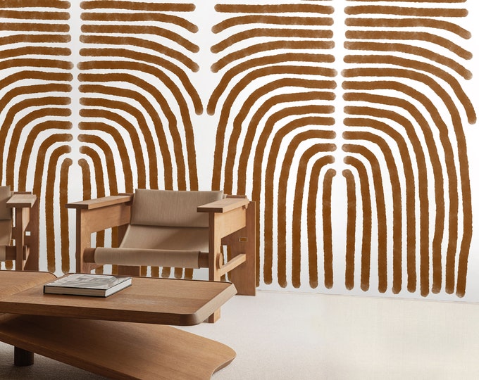Brown Earth Tone Boho Wallpaper, Minimal Abstract Artistic Wall Decor for Living Room Bedroom, Modern Neutral Wall Art, Modern Design