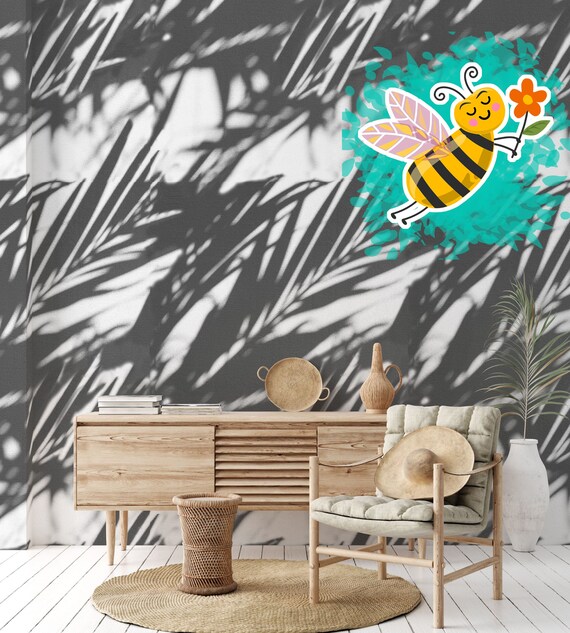 Tropical Plant Shadow Wallpaper - Bring the Serene Beauty of Nature to Your Walls