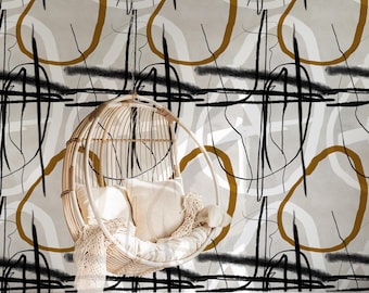 Neutral Modern Wallpaper: Abstract Minimalist Wall Art Painting for Contemporary Home Decor