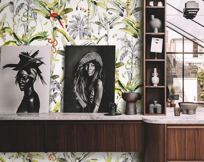 Extra Large Tropical Wallpaper Jungle Botanical Wall Decor Palm Leaves Bedroom Art Mural