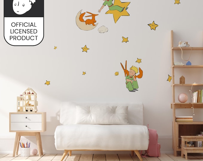 Little Prince Stargazing Wall Stickers | Official Licensed Nursery Decals | Kids Room Decor | Eco-Friendly