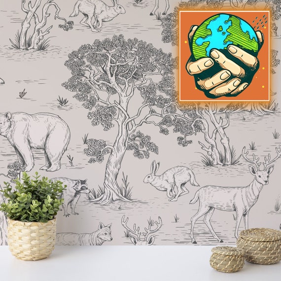 Forest Animals Woodland Wallpaper for baby bedroom