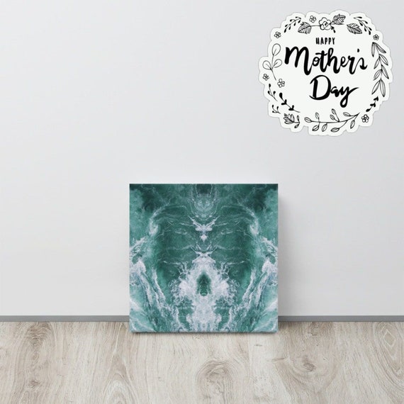 Blue Ocean Waves  Canvas useful gifts also for coffee bar decor, aesthetic framed home inspo