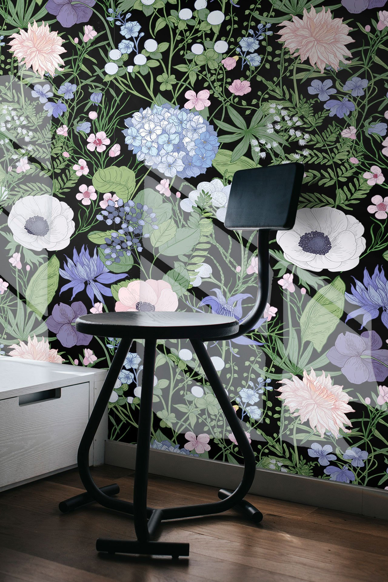 Dark botanical flowers wallpaper, botanical Wallpaper, Botanical