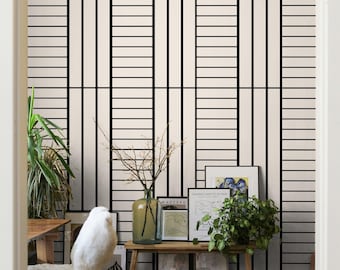 Minimalist Black and White Wallpaper – Modern Abstract Lines, Geometric Stripes, Simple Patterned Wall Art for Contemporary Decor