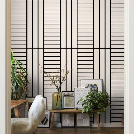 Minimalist Black and White Wallpaper – Modern Abstract Lines, Geometric Stripes, Simple Patterned Wall Art for Contemporary Decor