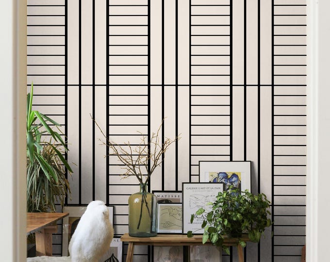 Minimalist Black and White Wallpaper – Modern Abstract Lines, Geometric Stripes, Simple Patterned Wall Art for Contemporary Decor