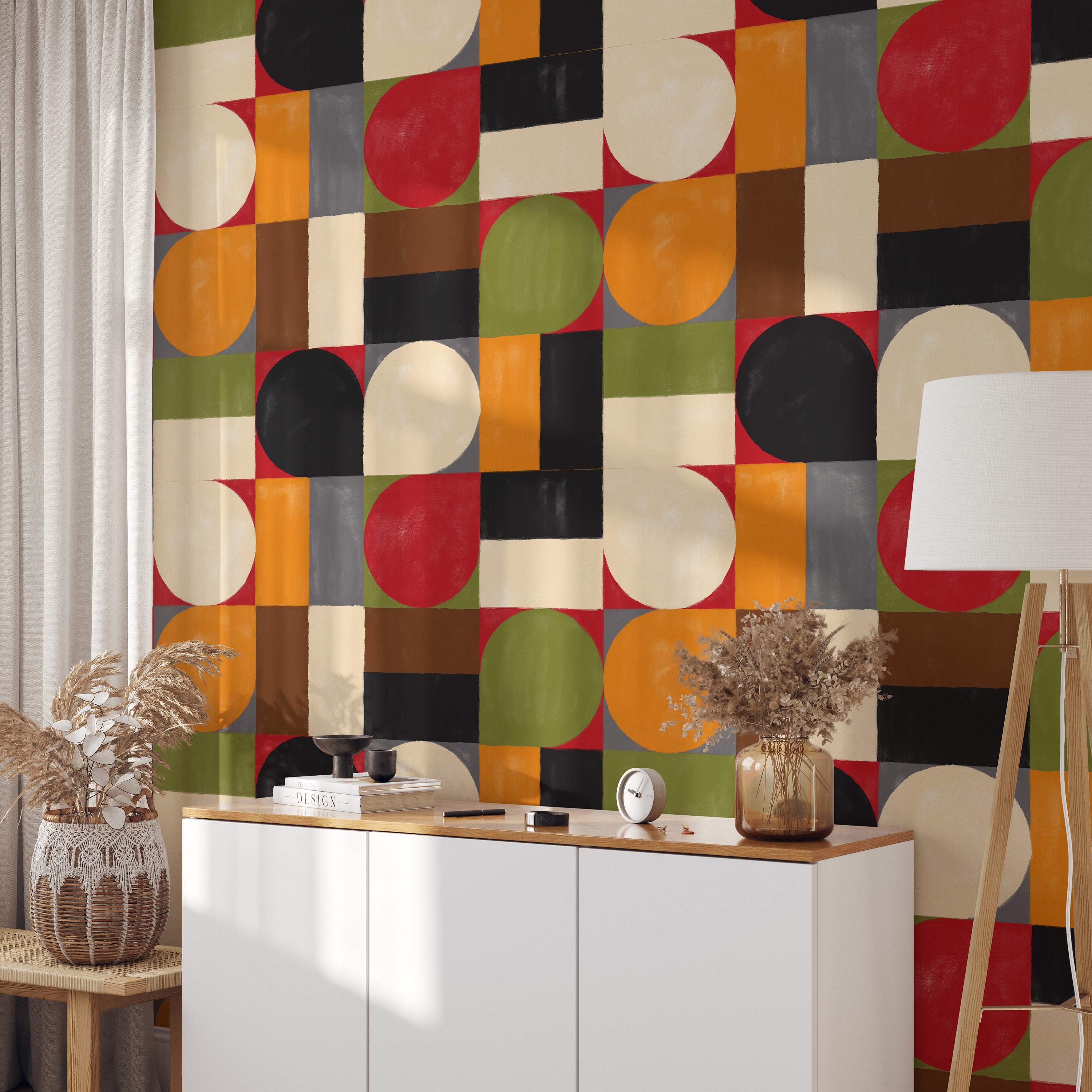 Mid Century Modern Retro Wallpaper, Vintage Geometric Wallpaper, Abstract Wall Art 1960s Mid Century Modern Retro Wallpaper, Vintage Geometric Wallpaper, Abstract Wall Art 1960s