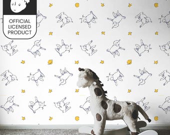 Official Little Prince Lambs Dreams Wallpaper - Soft White Sheep Pattern for Nursery & Kids Room Decor