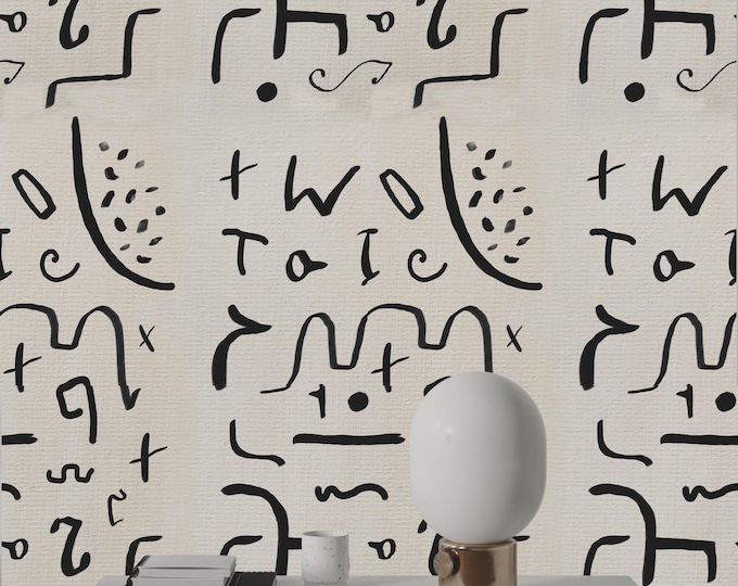 Abstract Line Art Beige Wallpaper, Minimalist Modern Wall Decor, Neutral Scandinavian Style, Real Paper (Non-Pasted)