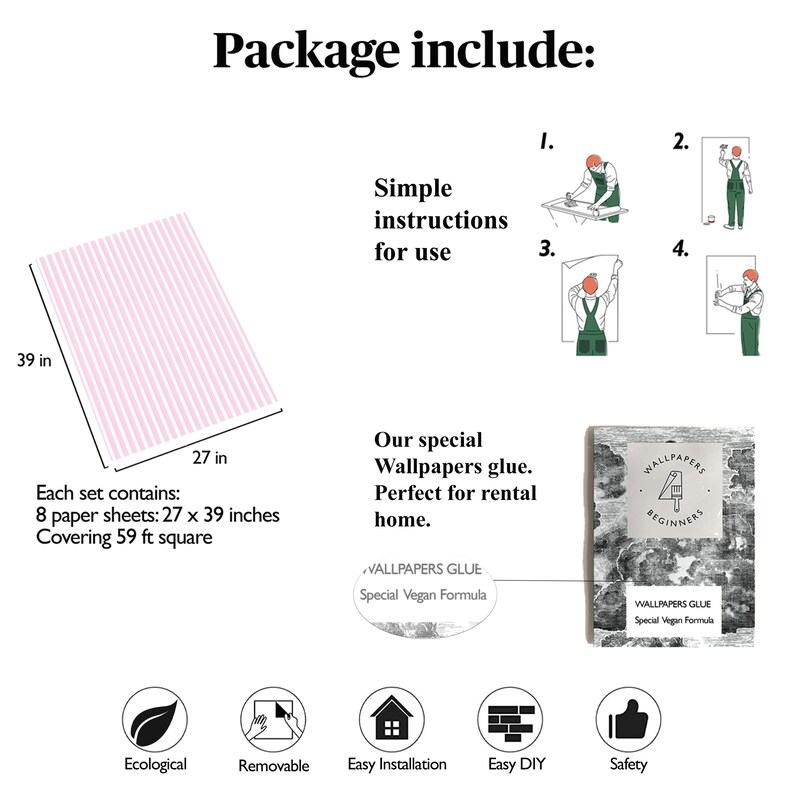 Carta da parati a Righe Rosa e Bianche immagine 8