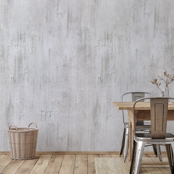 Industrial Concrete Wall Grunge Wallpaper, Modern Grey Cement Wall Mural, Plaster Wallpaper