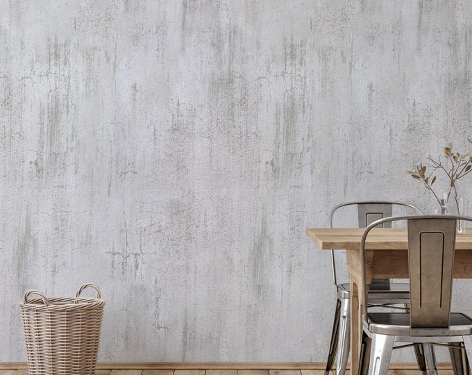 Industrial Concrete Wall Grunge Wallpaper, Modern Grey Cement Wall Mural, Plaster Wallpaper