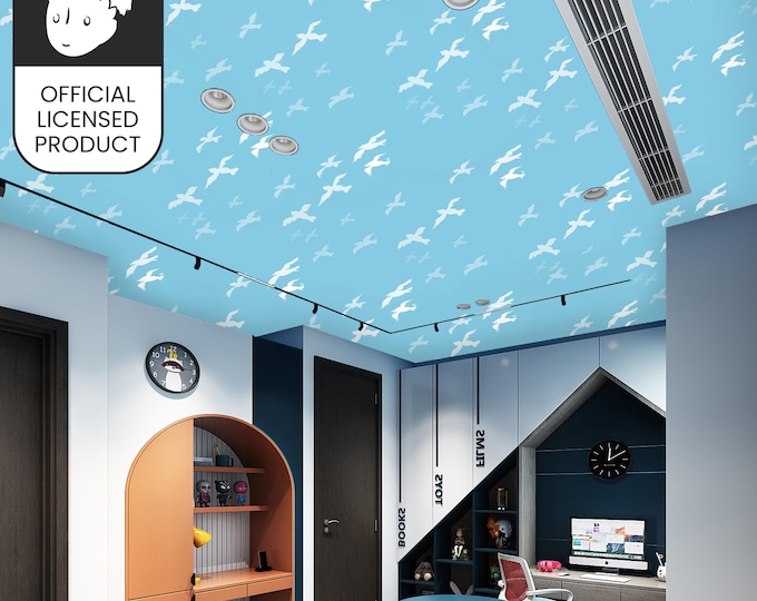 Official Little Prince Flying Birds Wallpaper - Sky Blue Freedom Pattern for Kids Room & Nursery Decor