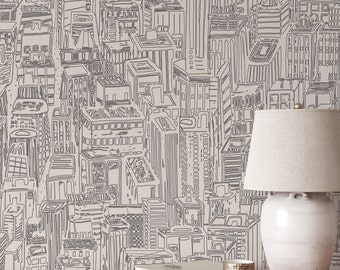 Create a Modern and Urban Look with Our Grey Skyscraper Wallpaper | Perfect for a Sleek and Sophisticated Décor