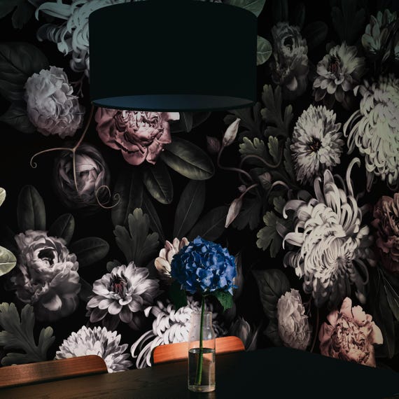 Peony Wallpaper for Dark Floral Mural, Wild Flowers Modern Wall Art Bedroom Decor