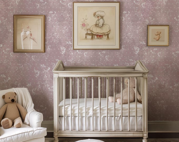 Vintage Botanical Elegance – A Collection of Three Timeless Wallpapers - Floral Wallpaper, Shabby Romantic Dotted Botanical Pattern