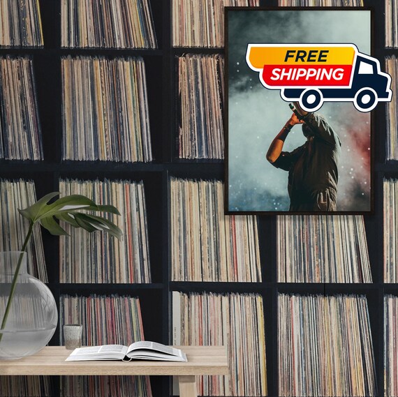 Vintage Record Vinyl Collection Music Wallpaper, Old Books Shelf Vintage Wall Decor, Office Decor, DIY Wall Art