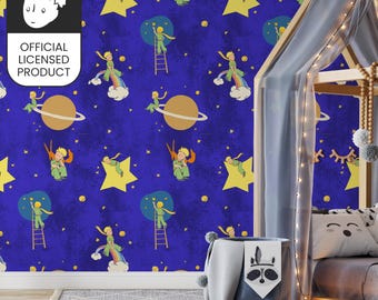 Official Little Prince Night Sky Wallpaper - Deep Blue Stars Pattern for Kids Room & Nursery Decor