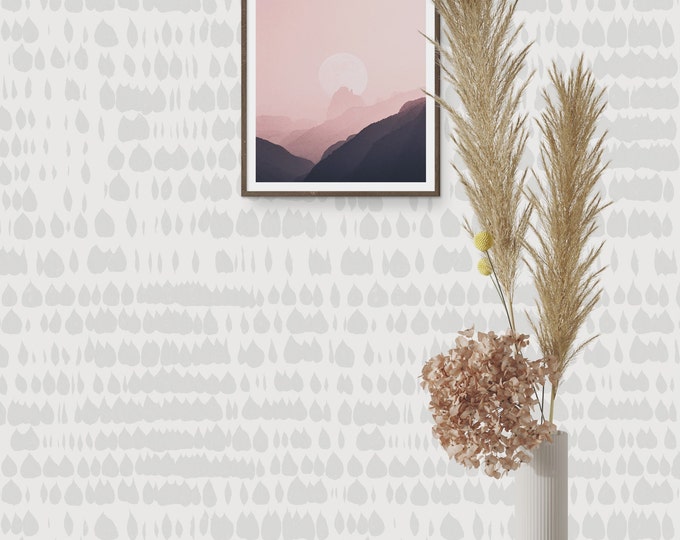 Nude Aesthetic Dotted Wallpaper, Scandinavian Raindrop Home Decor, Boho Dots Wall Art, Removable Apartment Wall Decor
