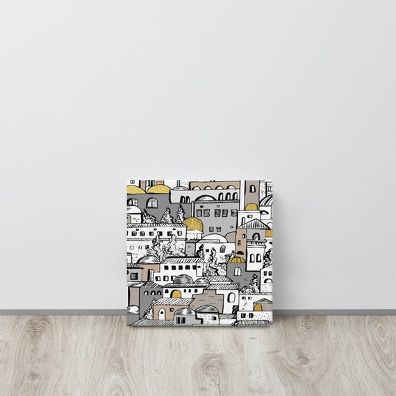 Cityscape Landscape Canvas useful gifts also for coffee bar decor, aesthetic framed home inspo