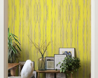 Yellow Grunge Wallpaper, Removable Abstract Wall Art, Modern Decor for Bedroom, Living Room Accent Wall