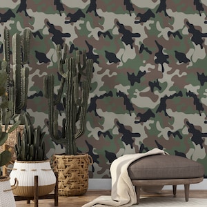 Carta da Parati Camouflage Militare Verde