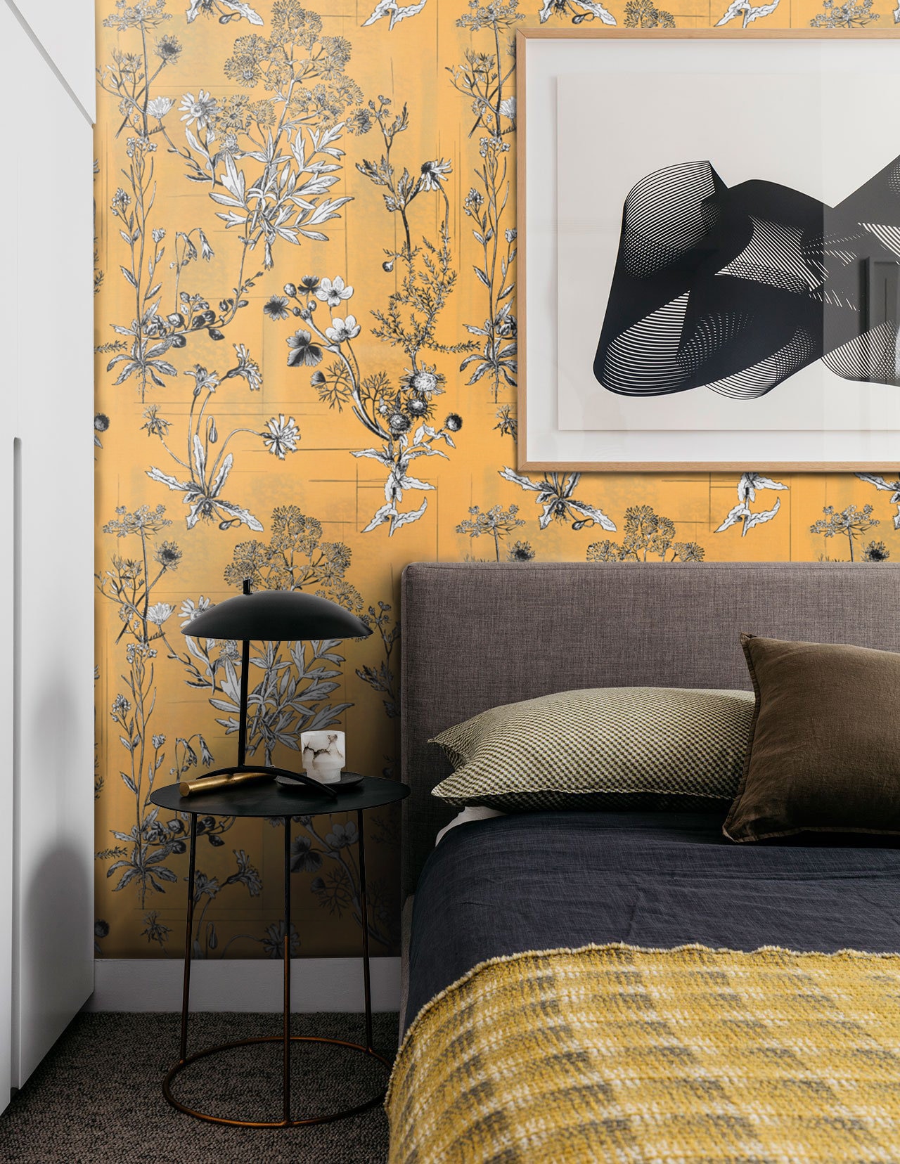 Botanical illustration wallpaper, contemporary botanical wallpaper