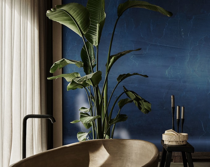 Luxurious Midnight Blue Marble Effect Wallpaper - Elegant Abstract Texture - Sophisticated and Modern Wall Decor