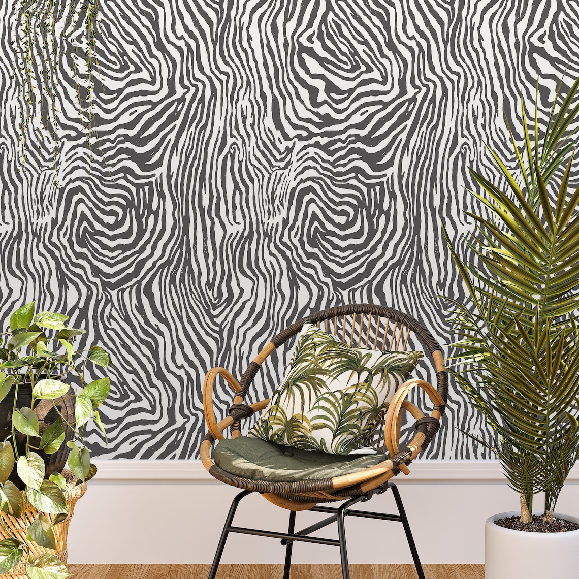 Black and White Zebra Wallpaper Animal Print Wall Decor for - Etsy