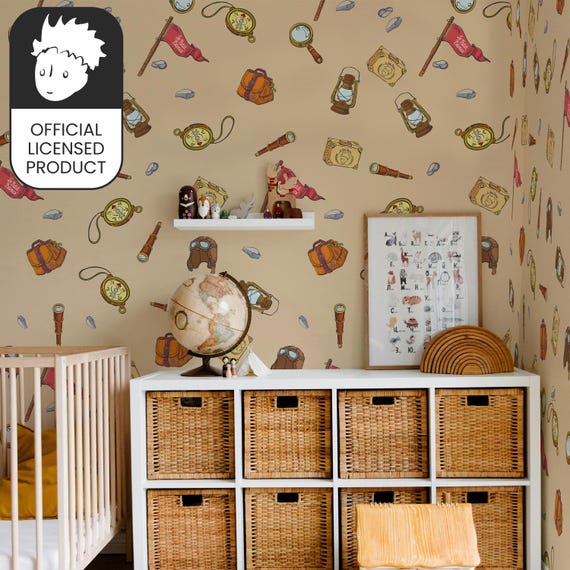 Official Little Prince Adventure Wallpaper - Vintage Explorer Pattern for Kids Room & Study Decor