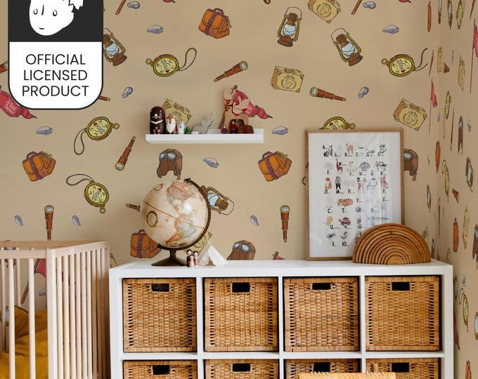 Official Little Prince Adventure Wallpaper - Vintage Explorer Pattern for Kids Room & Study Decor