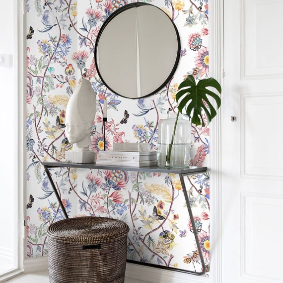 Floral Paisley Print Bohemian Wallpaper – Chintz Decor Indian Pattern Boho Chic Wall Covering