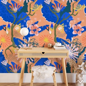 Carta da parati Floreale Scandinava, Carta da parati Colorata Cameratta