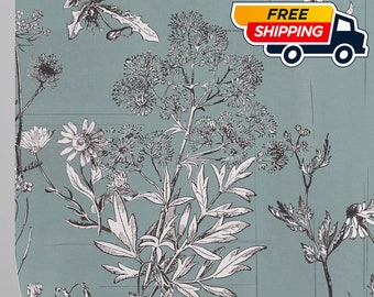 Boho Floral Wildflower behang, botanische print bloem illustratie landhuis muur decor, kruiden kunst aan de muur