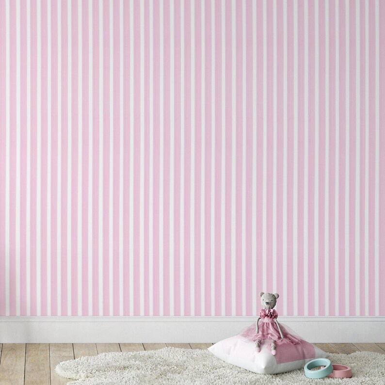Carta da parati a Righe Rosa e Bianche immagine 5