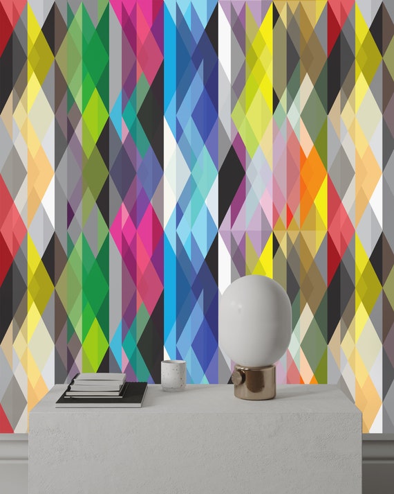 Colored Prisms Wallpaper Mid Century Modern Art Deco Funky - Cole And Son Circus Wallpaper Usa Colored Prisms Wallpaper Mid Century Modern Art Deco Funky - Cole And Son Circus Wallpaper Usa