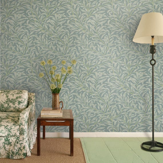 Botanical Sage Green Wallpaper | Removable & Eco-Friendly | Vegan Recyclable Paper, Made in Italy