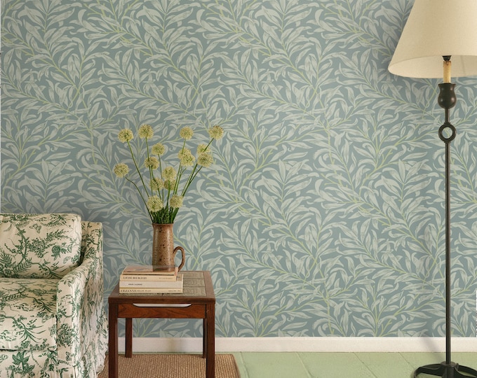 Botanical Sage Green Wallpaper | Removable & Eco-Friendly | Vegan Recyclable Paper, Made in Italy