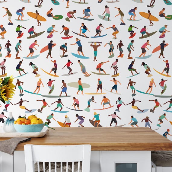 Surfing Wall Art - Soul Surfers White Beach Decor, Coastal Print for Surfer Room, Ocean Vibes Home Decoration