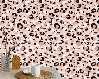 Leopard Print Removable Wallpaper, Soft Pink Leopard Spots, Textured Wall Art