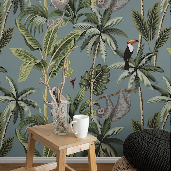 Tropical Forest Jungle Wallpaper for Nursery or Kids Room Decor